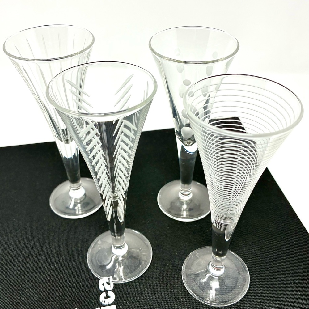 Vintage Mikasa Cheers Pattern Cordial Set of 4 After Dinner Drink Barware Etched